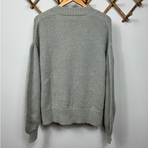 AG Amari Bishop Sleeve Crop Sweater in Net Grey Size L - Picture 5 of 11